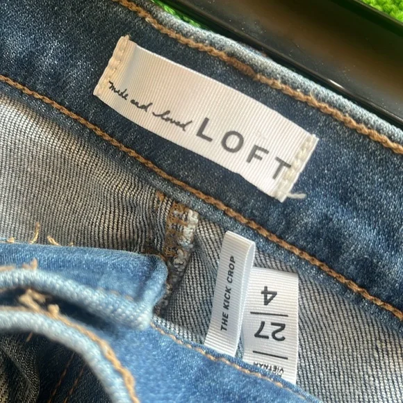 LOFT Kick Flare Crop Jeans with Braided Patch Pockets Size 27/4 NWT - Picture 7 of 10